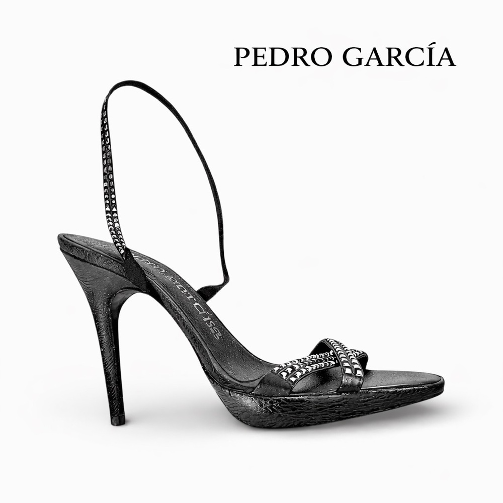 Pedro Garcia Black Studded Leather Stiletto Heel Sandals Women’s US 6.5 EU 36.5 - Picture 4 of 10